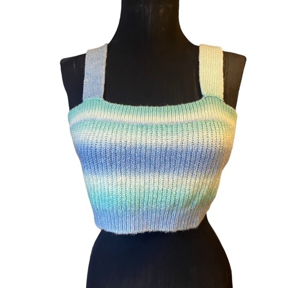 Bailey Rose Blue/Green Sweater Cropped Tank Top Medium - Picture 2 of 10